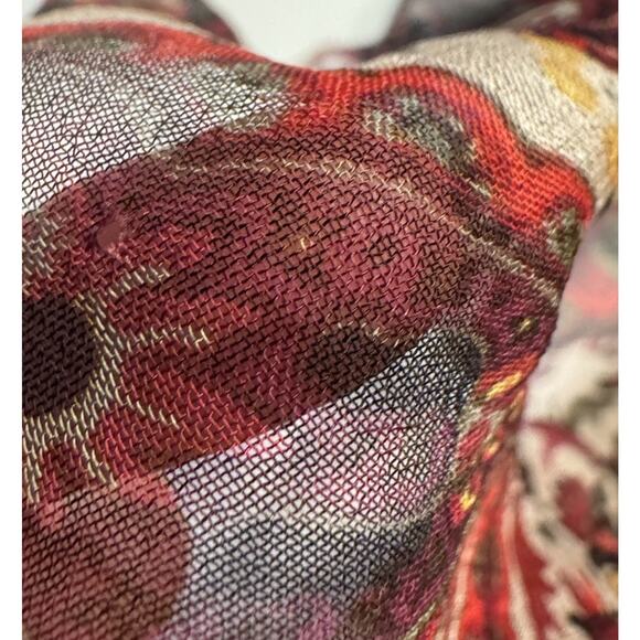 Chico’s Paisley Floral Print Sheer Scarf 100% Rayon Boho Festival Rectangle READ - Picture 7 of 13